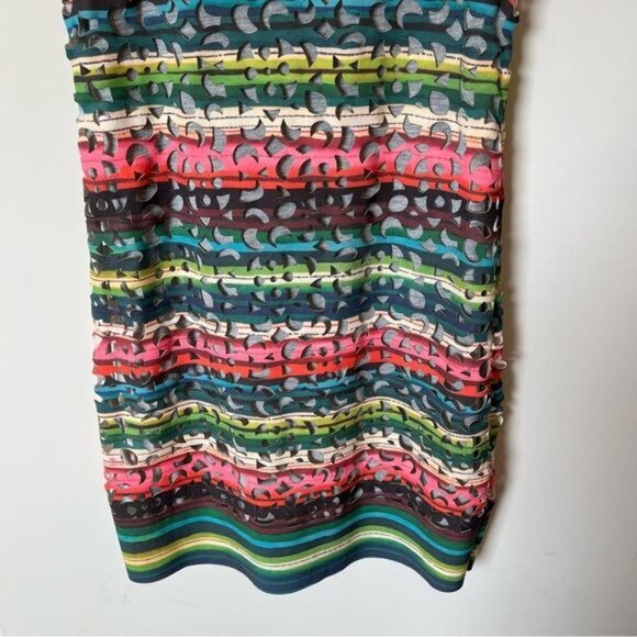 Desigual multicolor rainbow phoenix laser cutout pull over shift dress XS - Picture 3 of 11